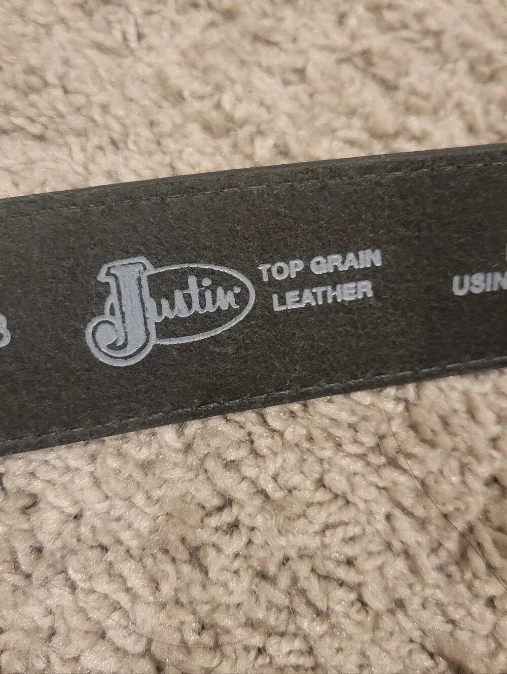 Justin Bomber Black Leather Belt Size 34 NWT